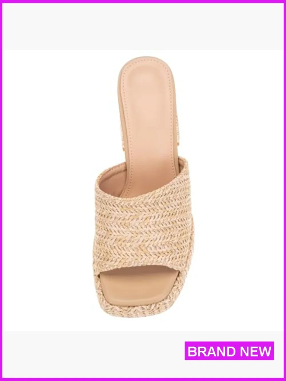Platform Raffia Heeled Sandals Wedge Slip On Block Heel Chunky Summer Beach